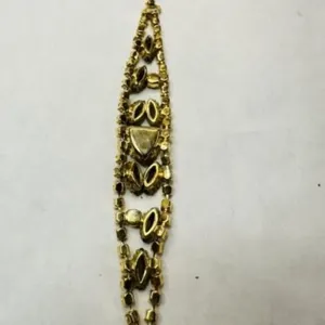 Mid Century Gold tone Bracelet Root beer & Topaz