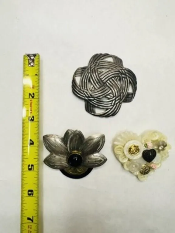 Art Deco Brooches Pins & Heart Button Pin-largest