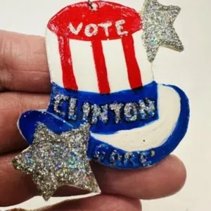 Vote Clinton Gore Earrings, 2 Donkey Pins, orange