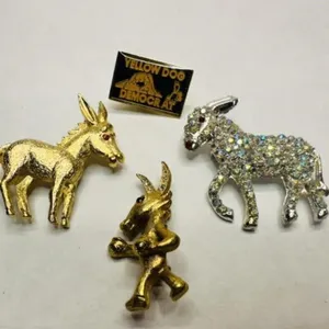 Yellow Dog Democrat Pin, 3 Democratic Donkey