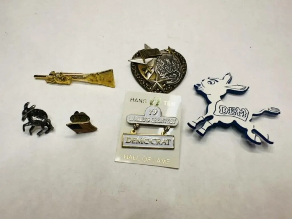 Democrat Pin Brooches-Donkey w/ broom, Worlds