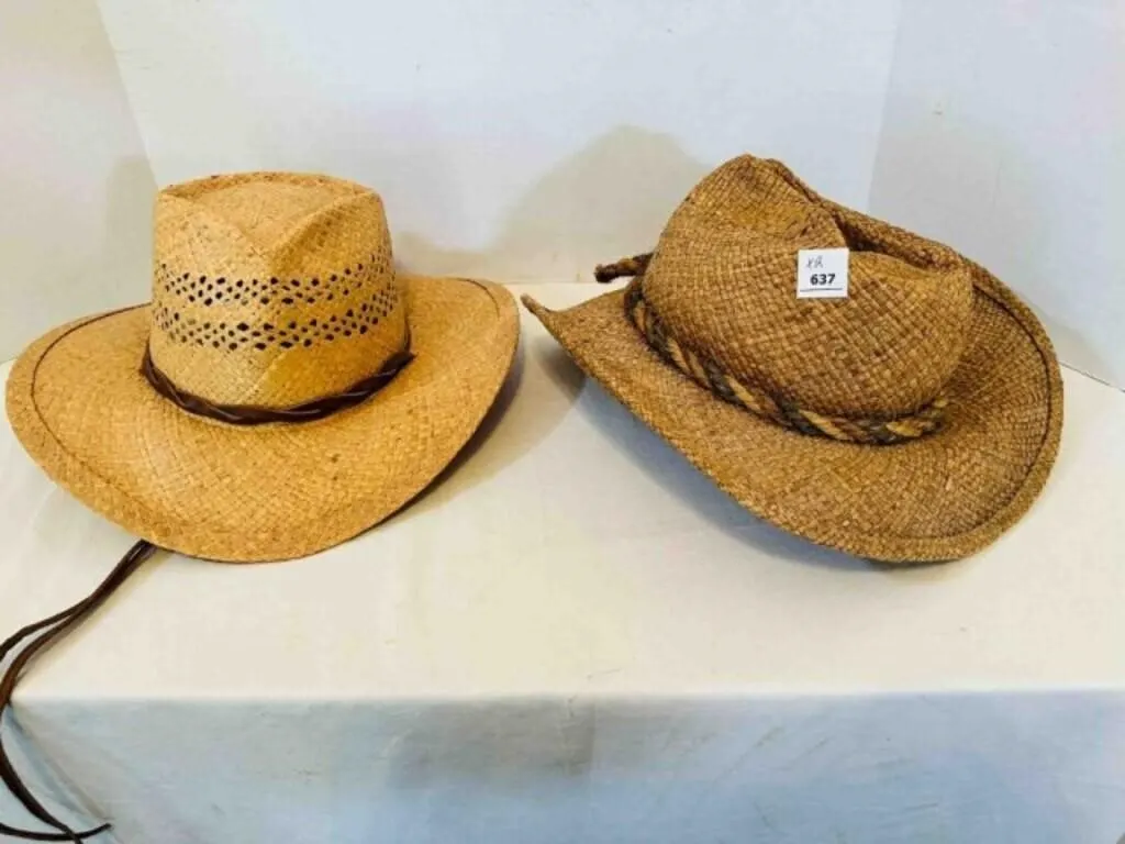 2 Shady Brady Stiff Straw Hats size M & L