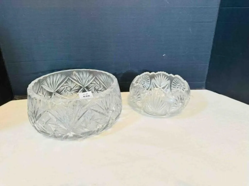 2 Lead Crystal Serving Glass Serving Bowls Largest