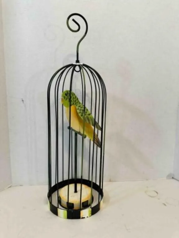 Metal Bird & Bird Cage 2 pcs 22" tall