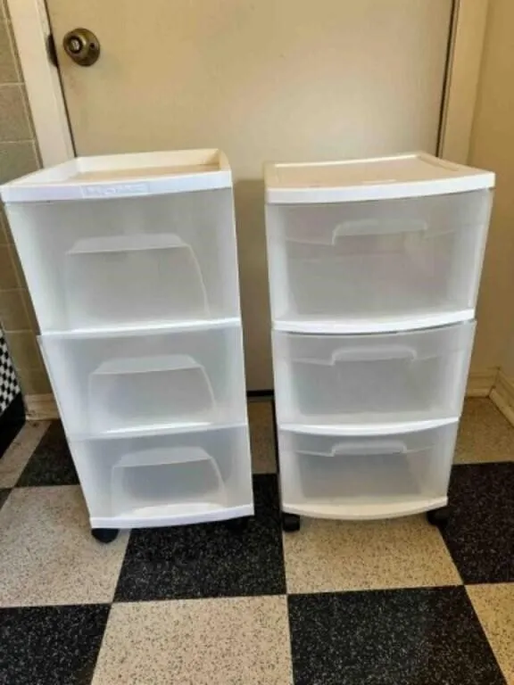 2-3 Drawer Plastic Storage on Wheels-White-