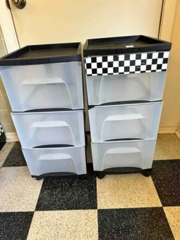 2-3 Drawer Plastic Storage on Wheels-Black-Homz