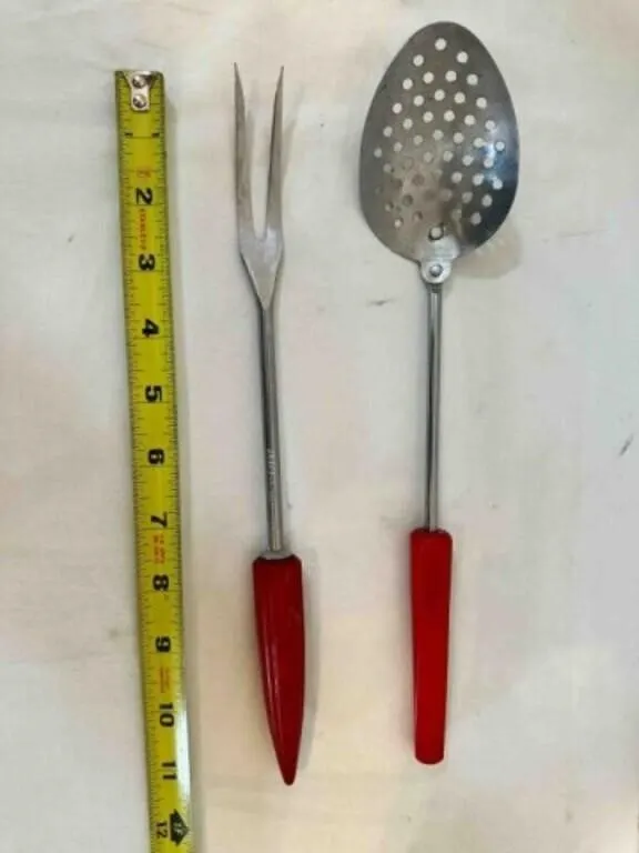 2 Red Bakelite Kitchen Utensils-tested positive