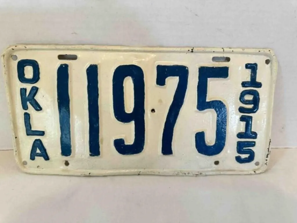 1915 Oklahoma License Plate--looks like it is pain