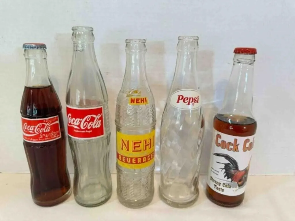 2 Coca cola bottle in different language, Nehi, Pe