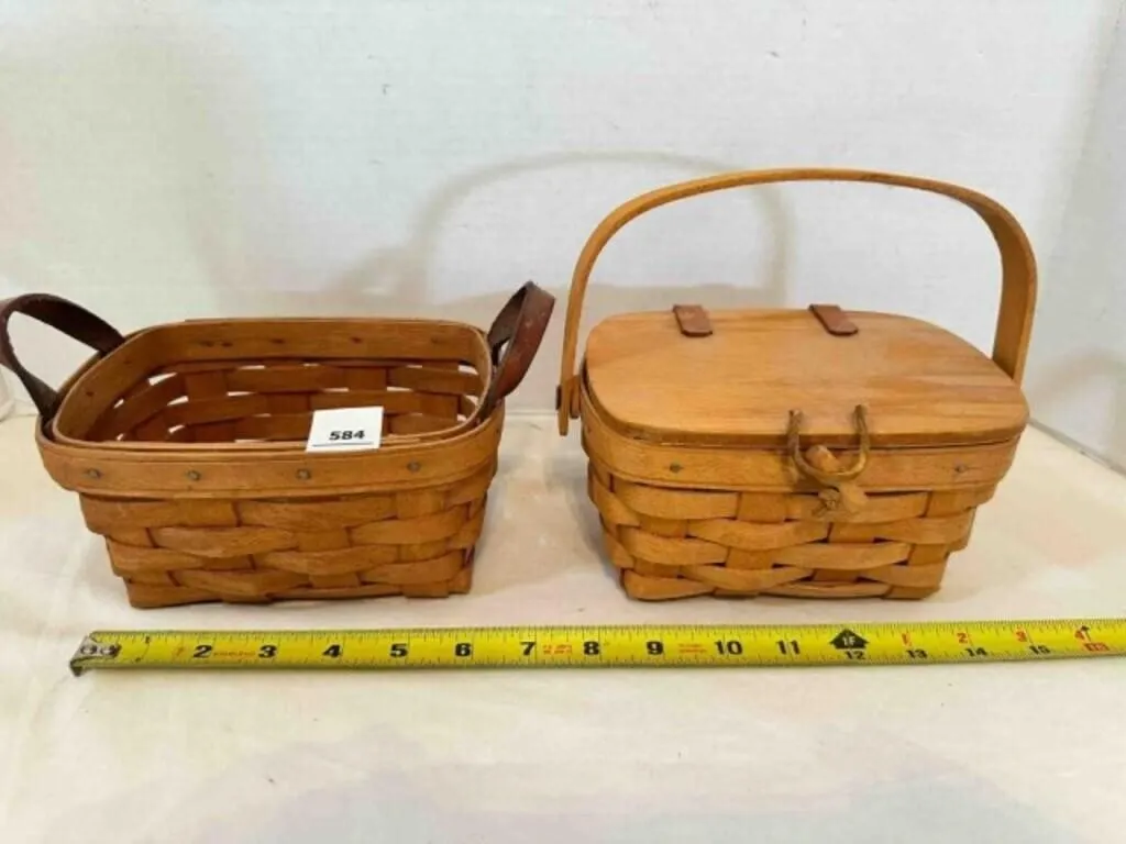 2 Longaberger Baskets 1991 1985? 7" wide both