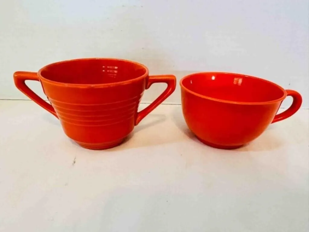 Orange Harlquin Sugar bowl, Orange Tea Coffee cup