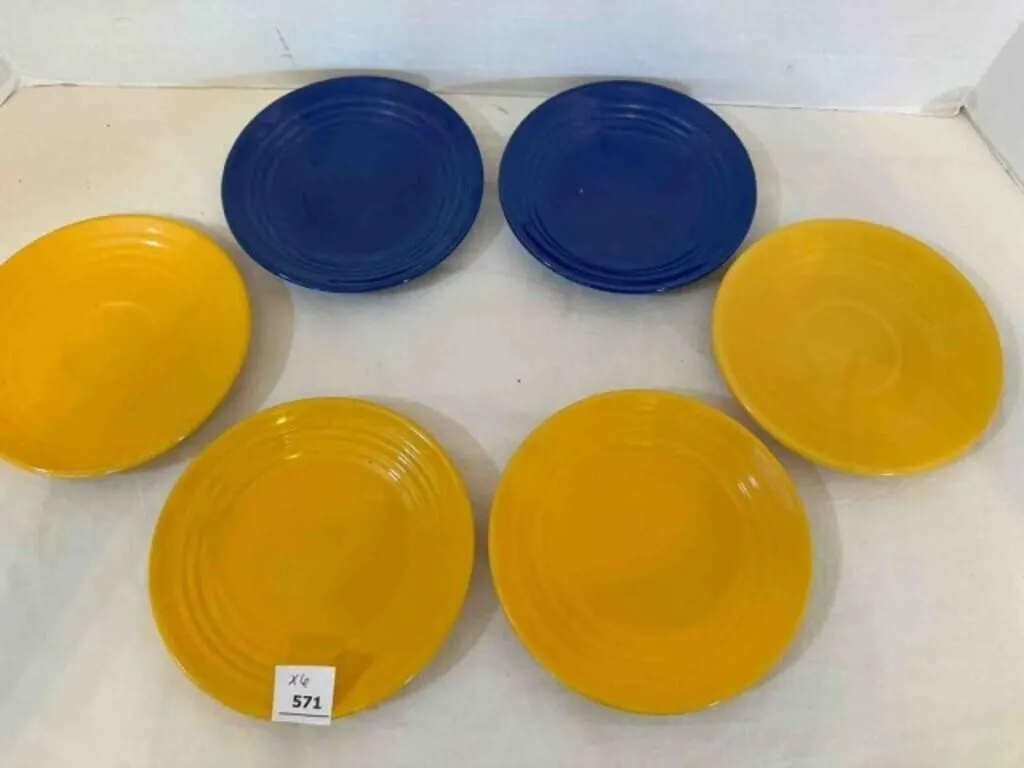 6 Bauer Pottery Ringware 6" Plates Dessert or Brea