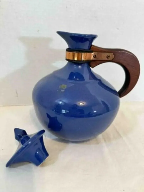 Bauer Pottery Coffee Carafe Cobalt Blue Lidded