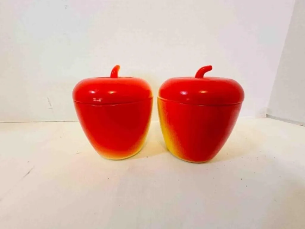 2 Hazel Atlas Condiment Glass Jelly lidded Jars in