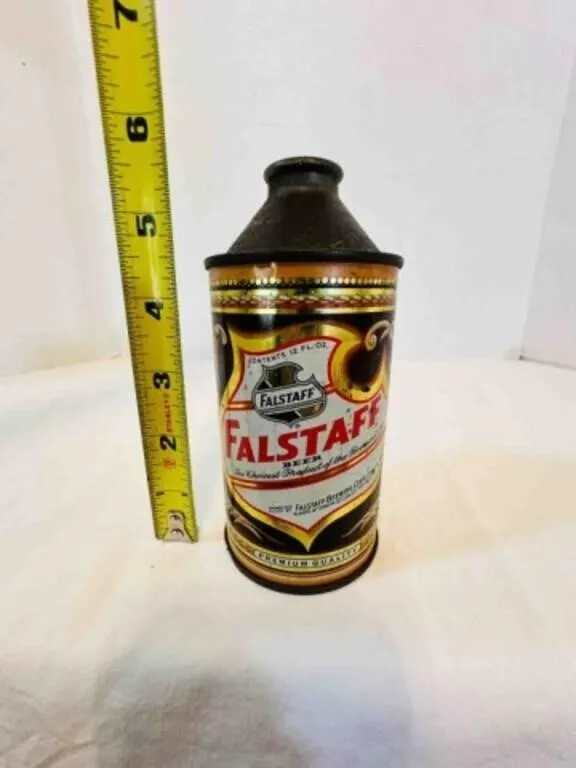 Falstaff Brewing Beer Steel Cone Top Can, 12oz