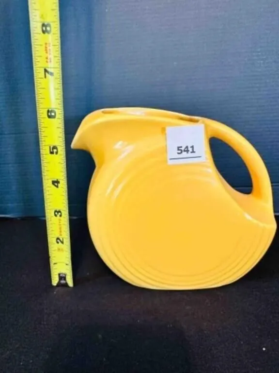 Yellow Fiesta Disk Pitcher Art Deco style 6" tall