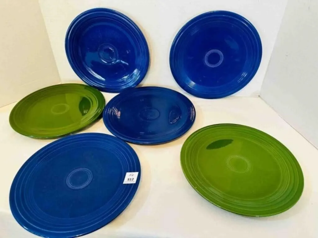 5 Fiesta Salad Plates 9 3/8" Cobalt Blue Dark Gree