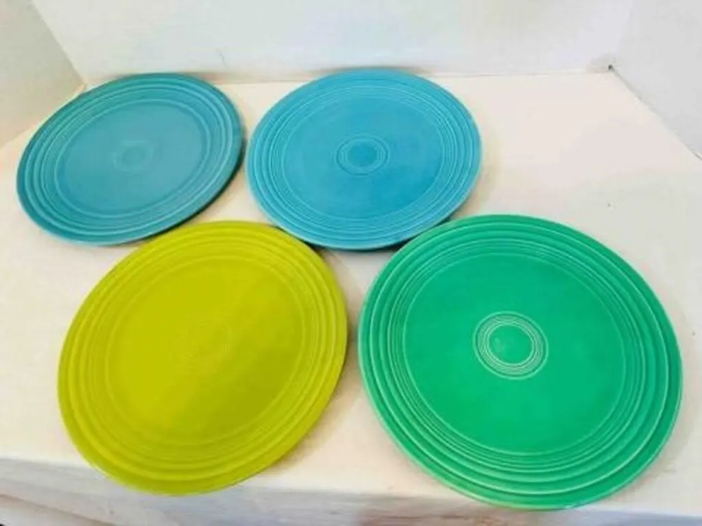 4 Fiesta Salad Plates 9 3/8" all marked Green Blue