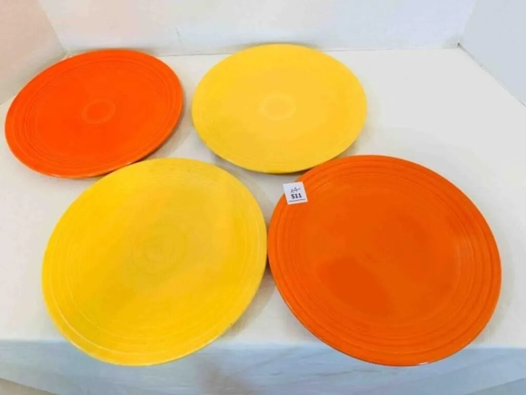 4 Fiesta Salad Plates 9 3/8" 3 marked Yellow Orang