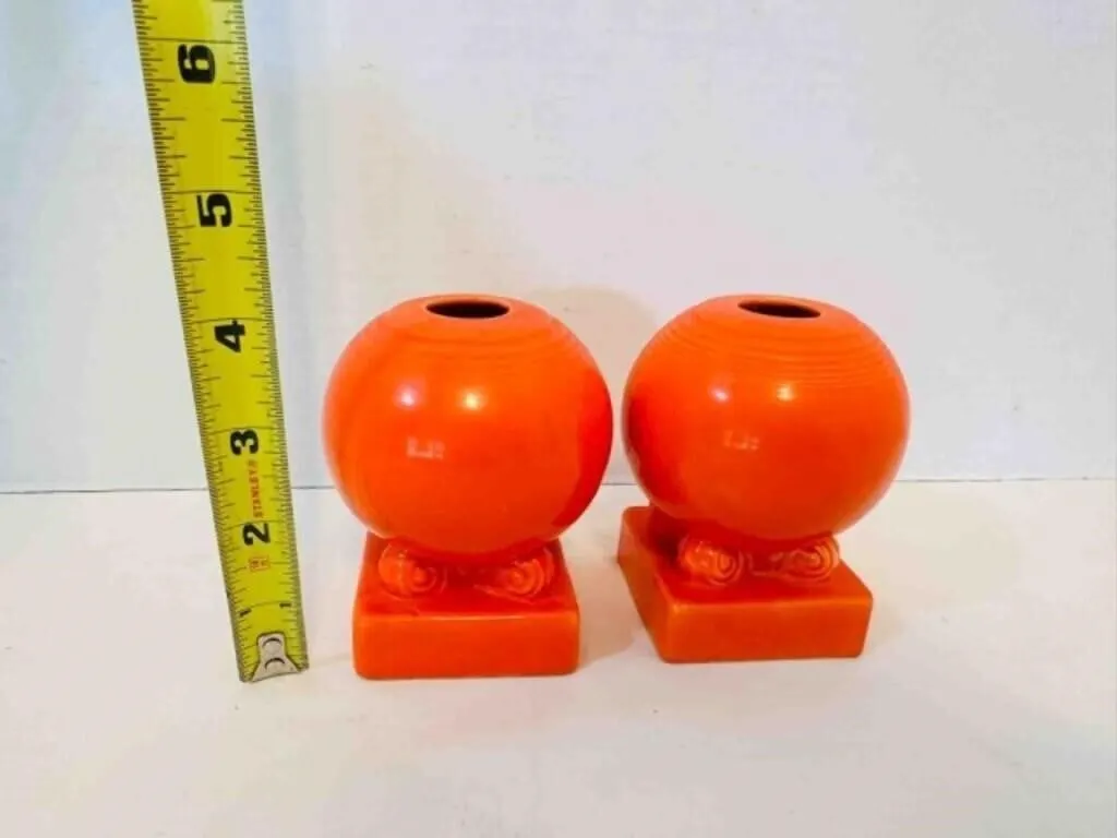 2 Fiesta Bulb Ball Candle Holders in Orange