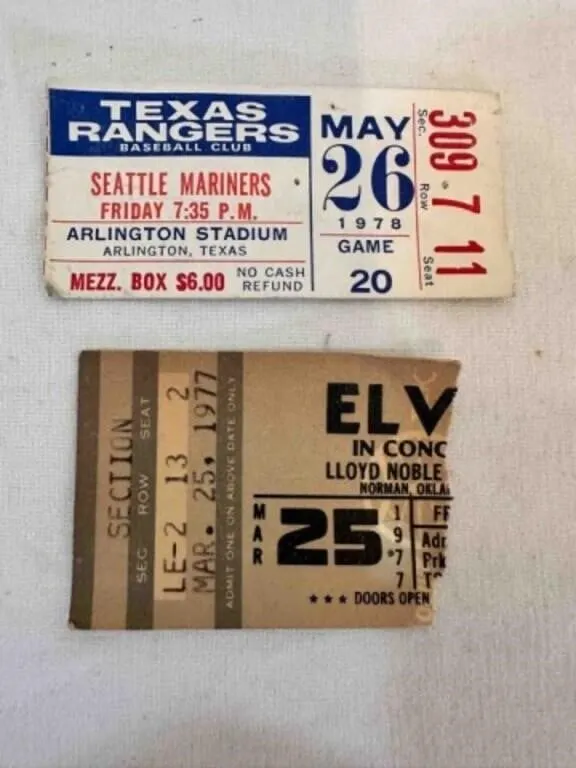 Elvis Concert Ticket Stub March 1977 Months before