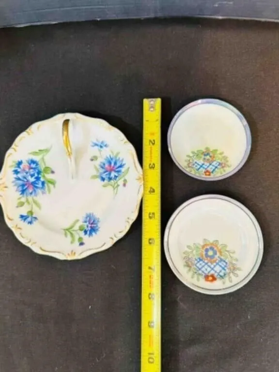 Lemon Server Plate, 2 Porcelain Butter Pats Made i