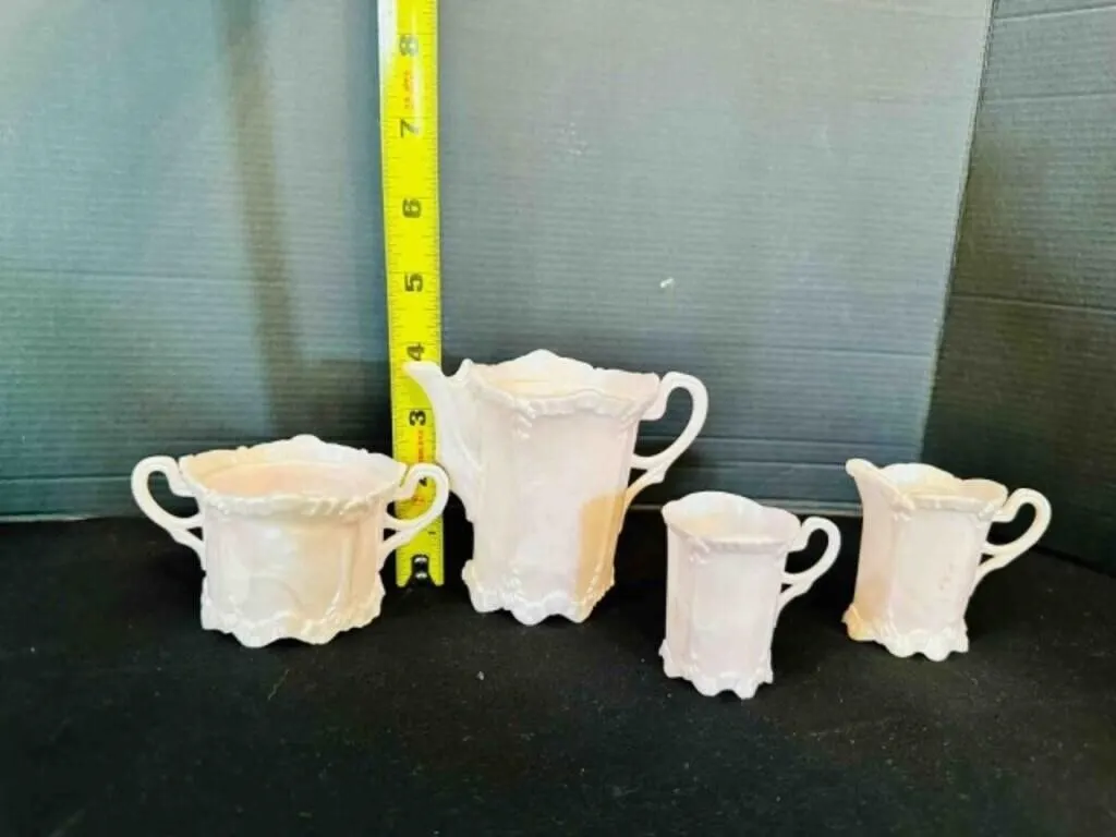 Pink Hard Plastic Tea Set by Banner USA, sugar, cu
