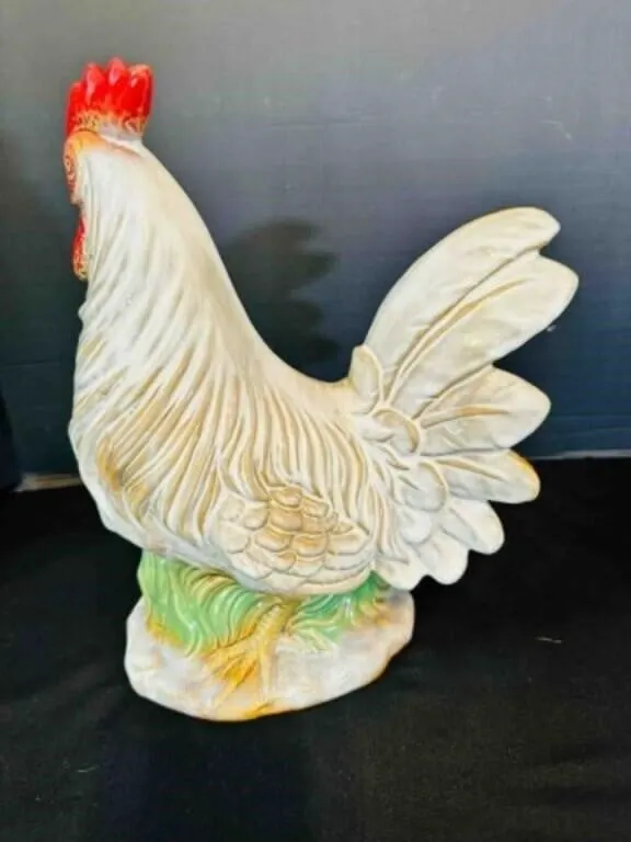 Decorative Ceramic Rooster 12"-white