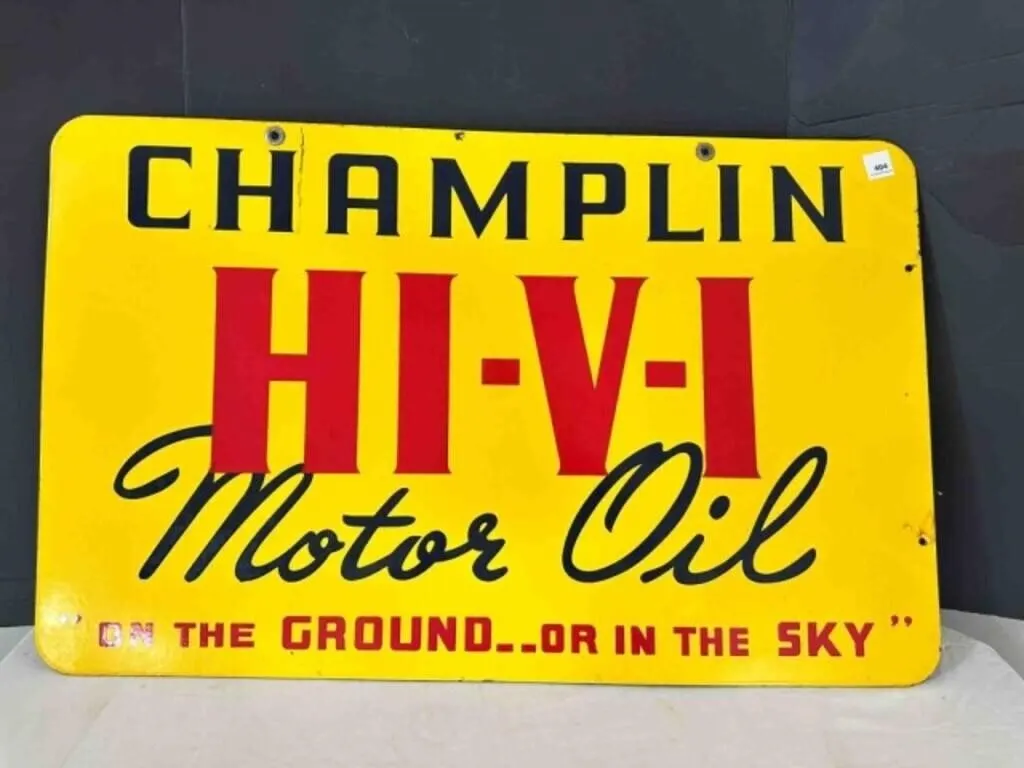 Porcelain Champlin Oil Sign Double sided Vintage