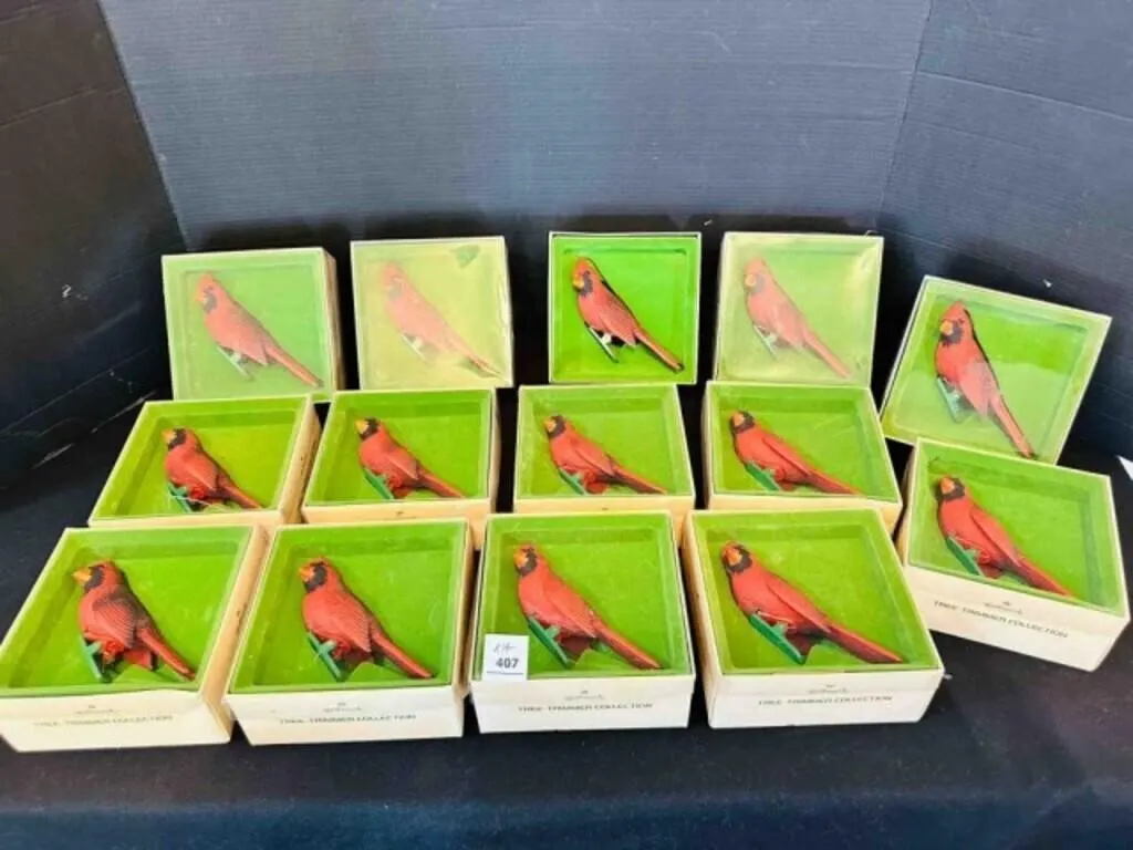 14 Red Cardinal Hallmark Clip-on Tree Ornaments in