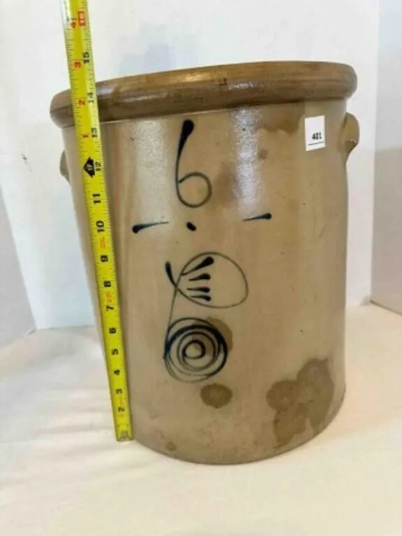 6 Gallon Salt Glazed Crock Bee Sting Red Wing