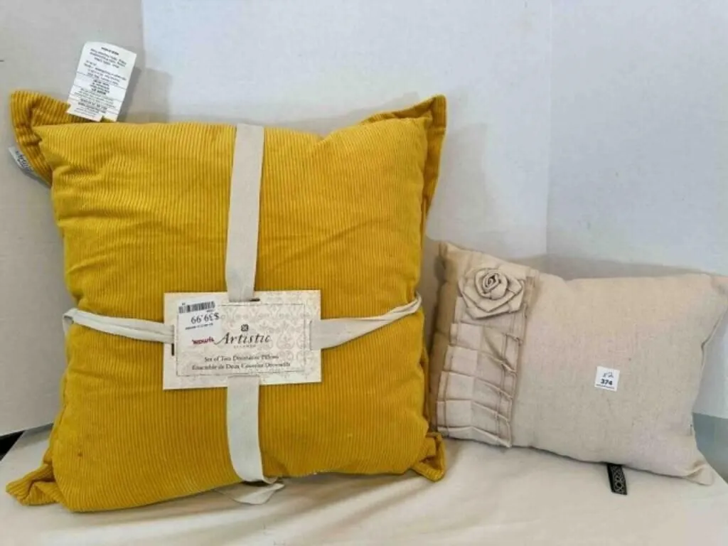 Large Square Corduroy Pillow, Beige Decorative pil