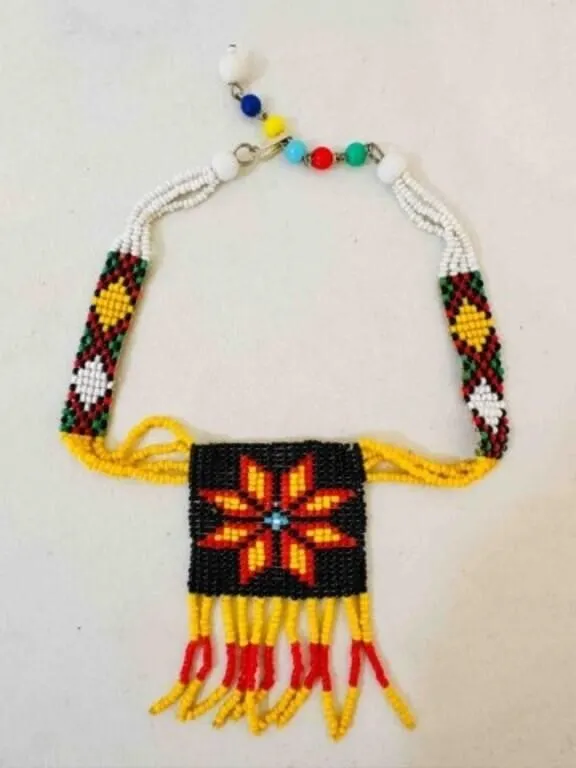 SW Native American Beaded Necklace & tiny papoose