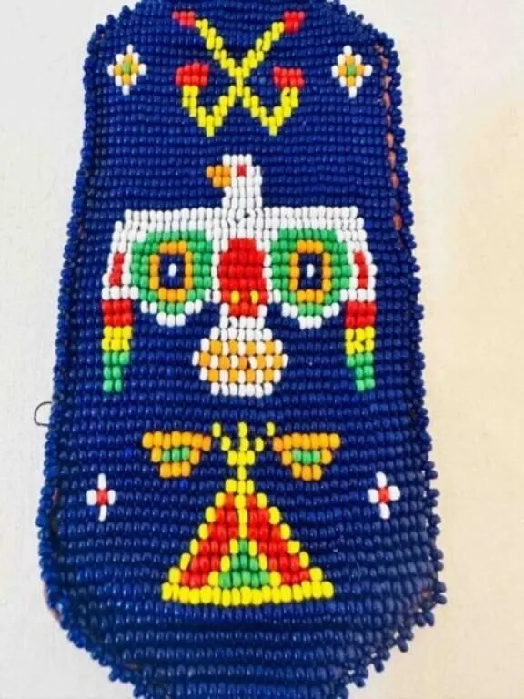 SW Native American Leather & Beaded Pouch Sheath