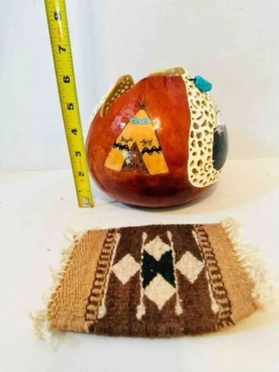Carved Black Jack Gourd signed JR 2020, Hand paint