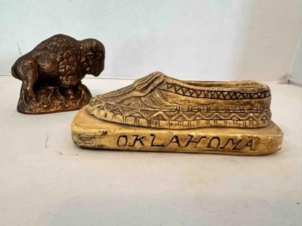 Vintage Chalkware Oklahoma Souvenir Moccasin