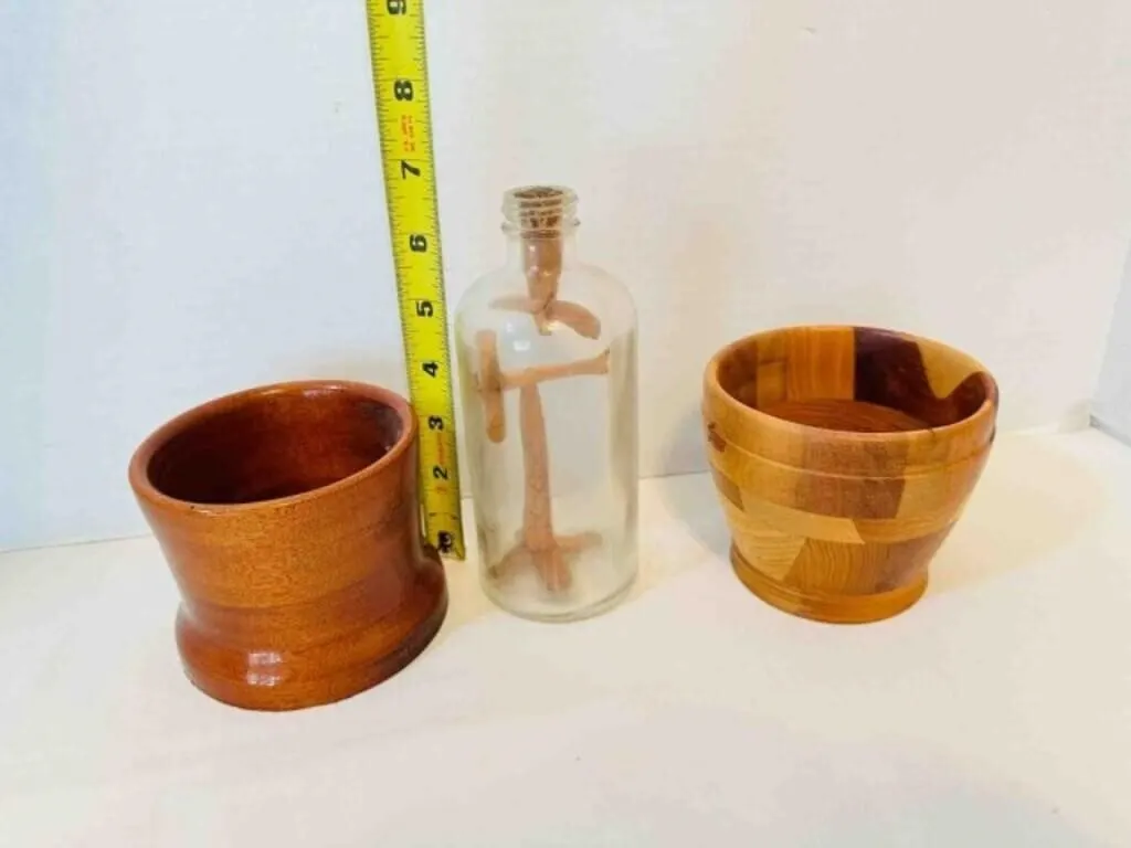 2 Wood Vases-look to ve hand made, Carved Art in
