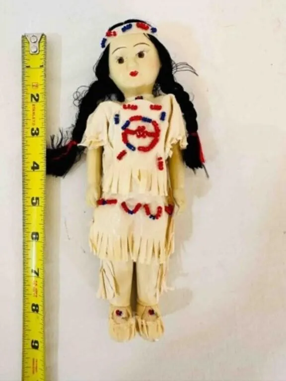 Vintage Bisque Porcelain Native American Doll