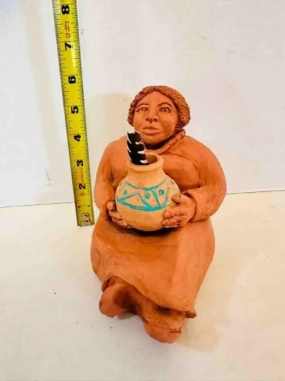 Alvin Cudjo Native American Clay Sculpture signed