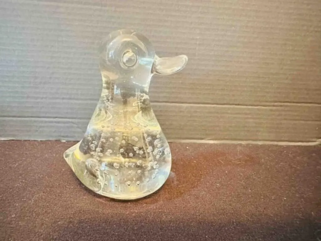Bear & Duck control bubbles handblown Paperweight