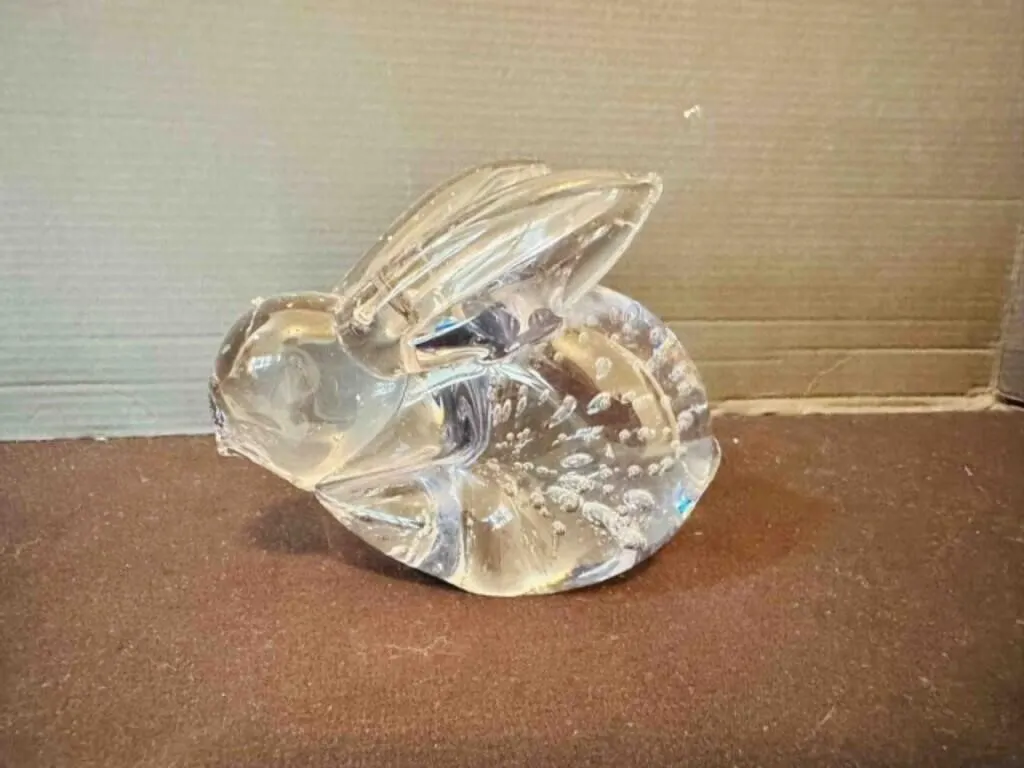 Art Glass Control Bubbles Bunny Rabbit hand Blown