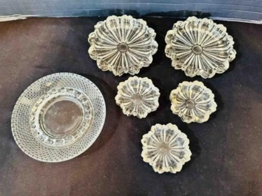 6 Glass Ashtrays 1960s