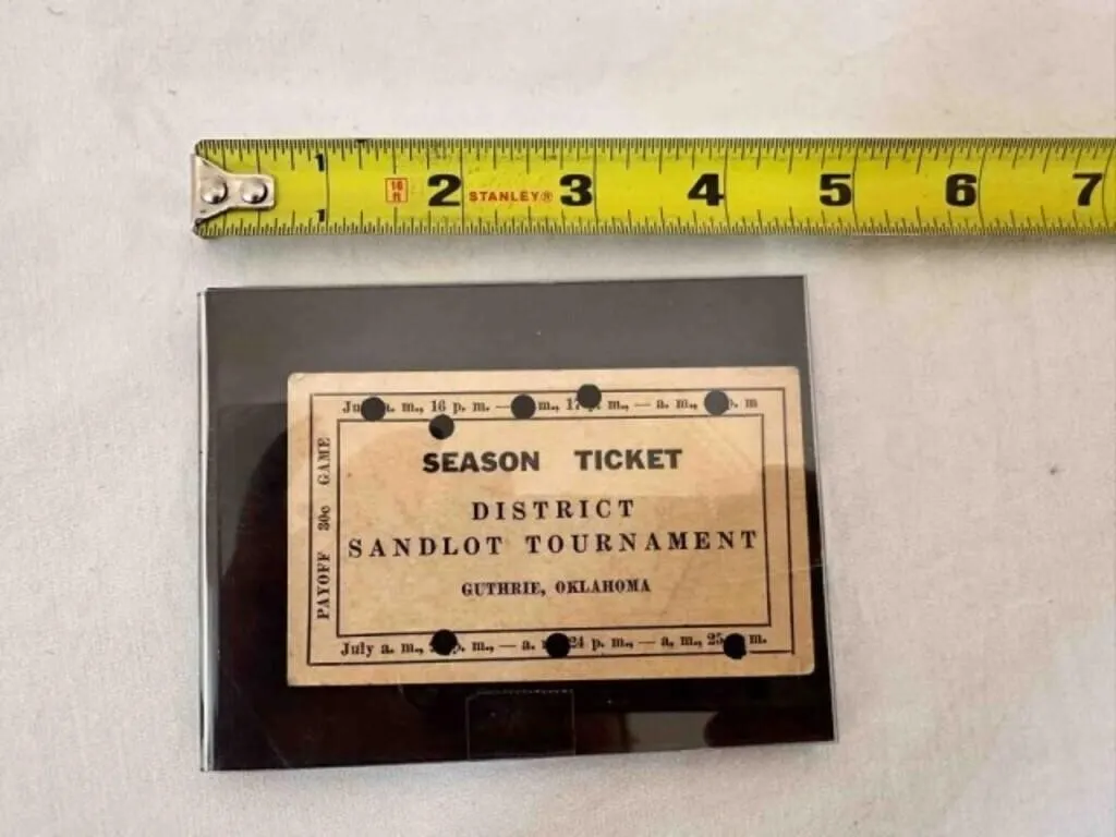 Vintage Sandlot Tournment Ticket 30 cents, Guthrie