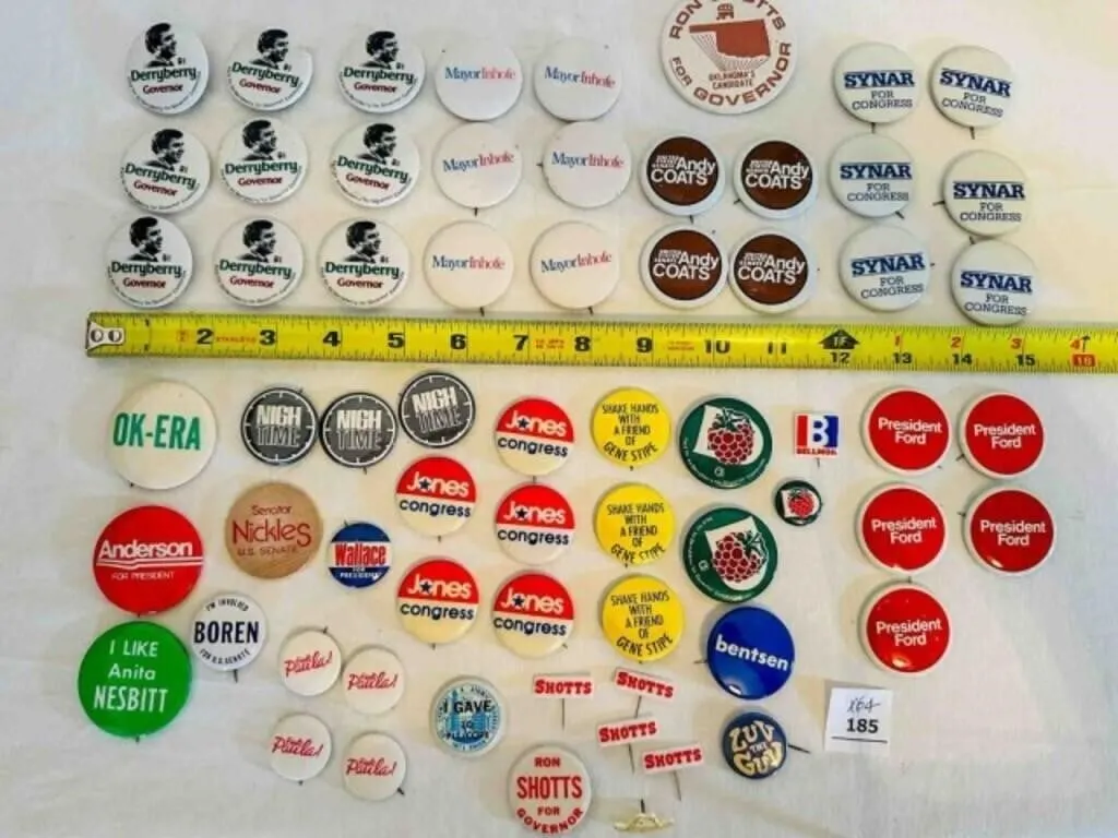 60+ Oklahoma Political Campaign Buttons 70s 80s 90
