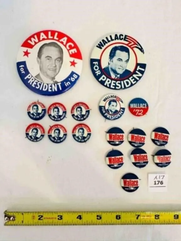 17 George Wallace Presidential Campaign Buttons