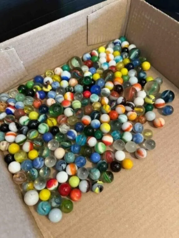 2lb 10ozs Assorted Vintage Marbles-a few Glow