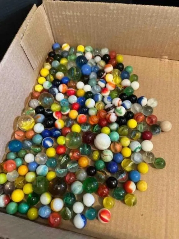 2lb 8ozs Assorted Vintage Marbles-a few Glow Urani