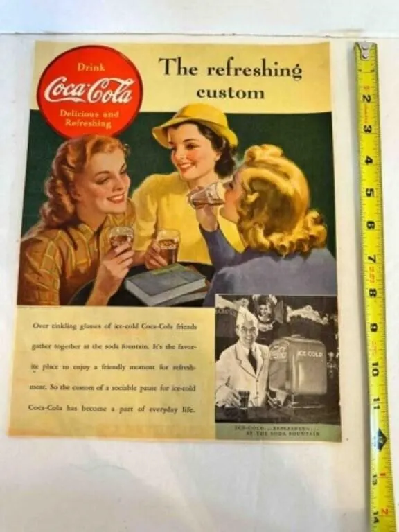 Coca Colo Advertisement page from 1940? 5 cent cok