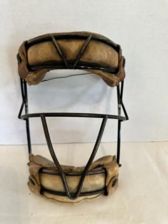 Vintage Leather & Metal Catcher's Mask