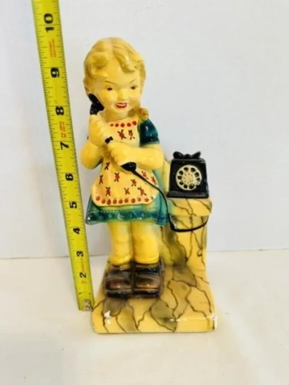 1940s Book End Glazed Chalkware 9.5"tall has some